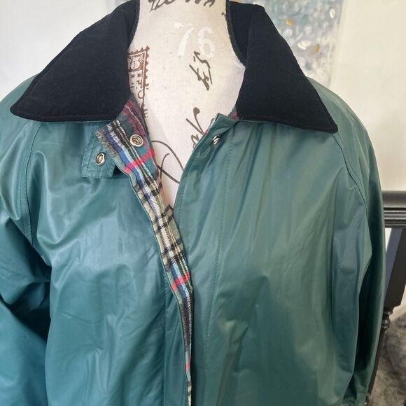 Misty Harbor Womens Raincoat Size L Vintage Any Time Slicker Green Long 100% PVC - Picture 2 of 10